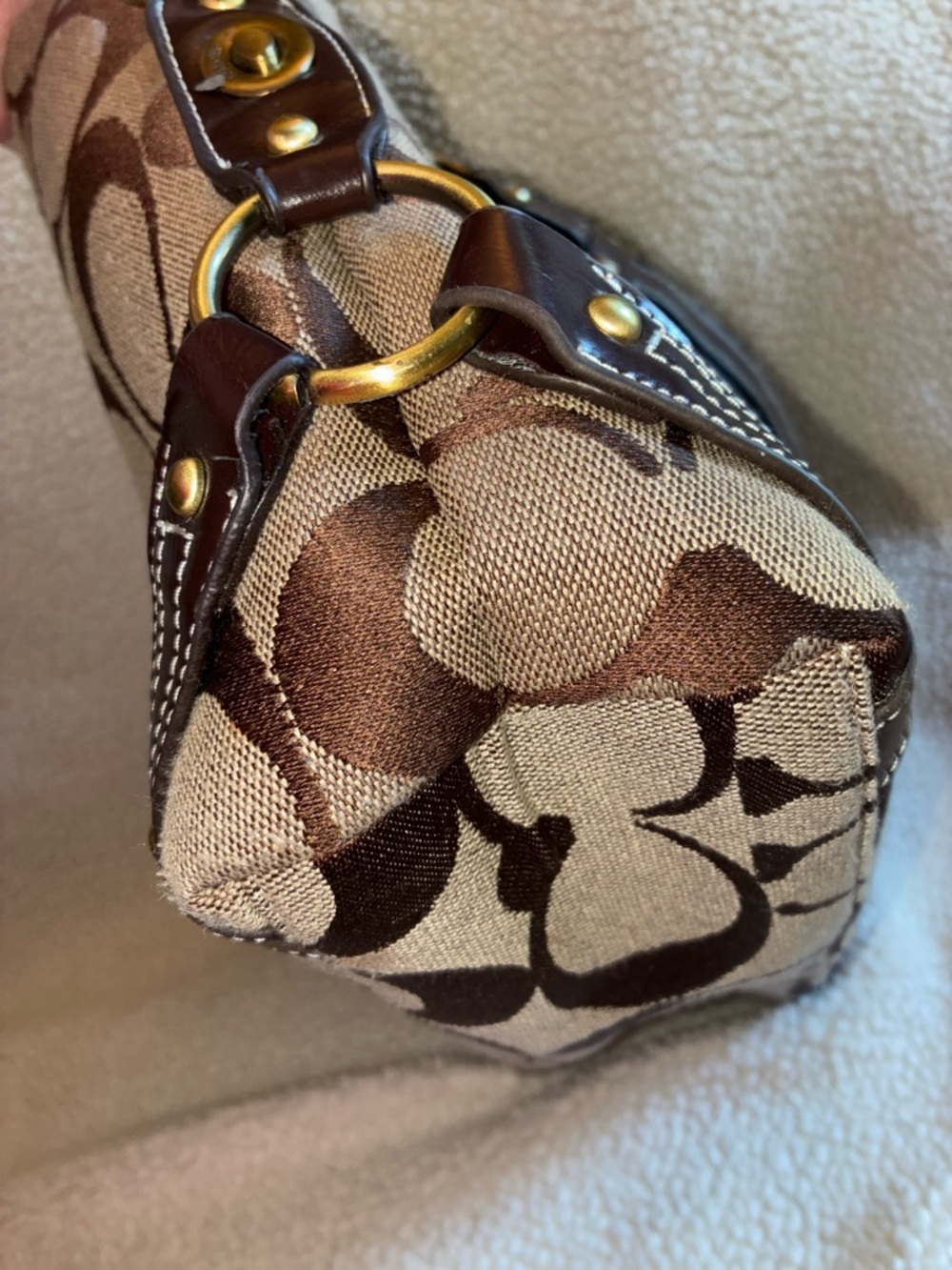 Vintage Coach Y2K Jacquard Signature Monogram Canvas & Leather Hobo Bag #1202 - Picture 5 of 16